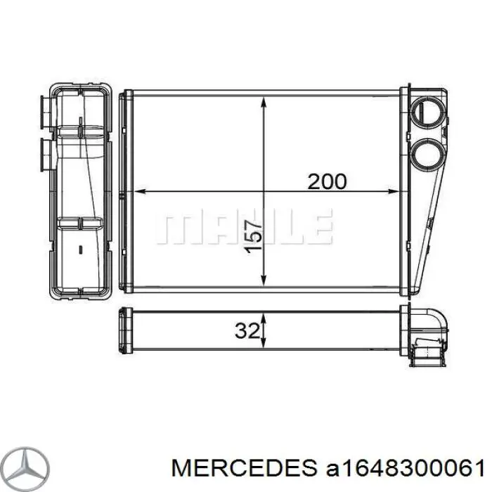 Радиатор печки (отопителя) Mercedes A1648300061