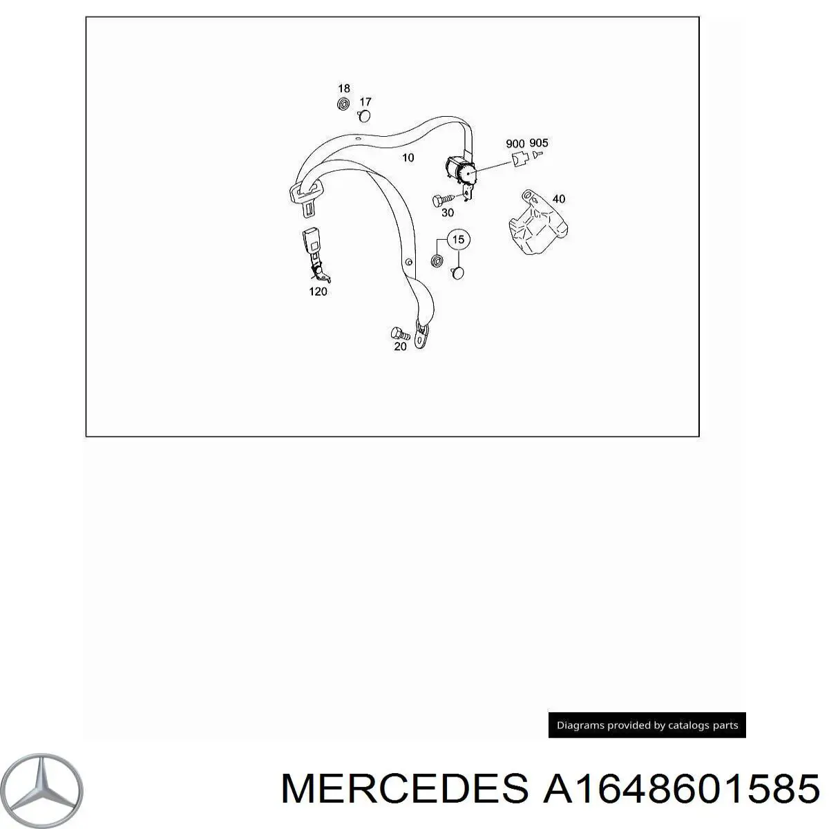 Купить A1648601585 Mercedes Ремень безопасности задний левый