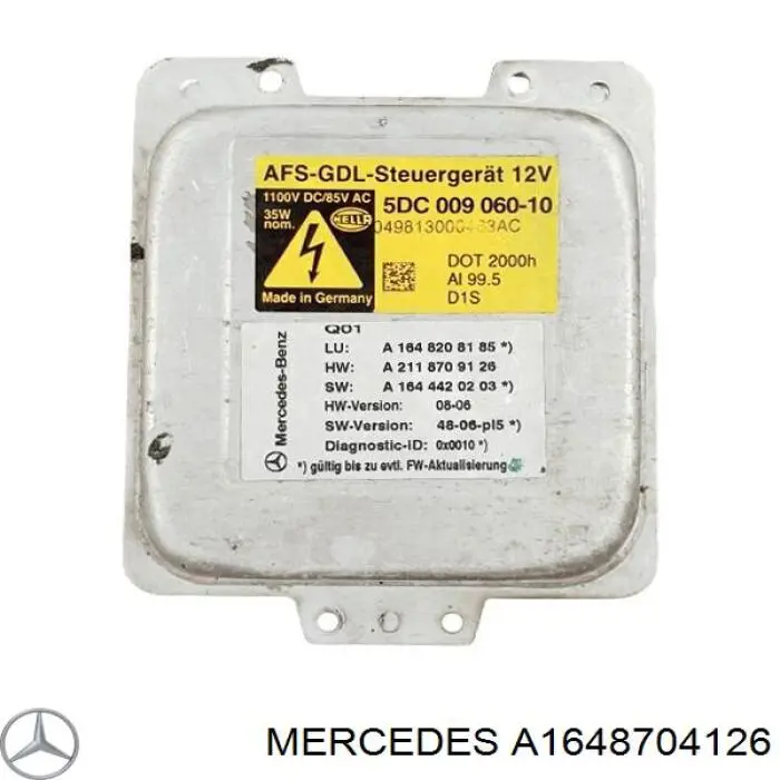 Модуль управления (ЭБУ) адаптивным освещением правой фары 1648704126 Mercedes