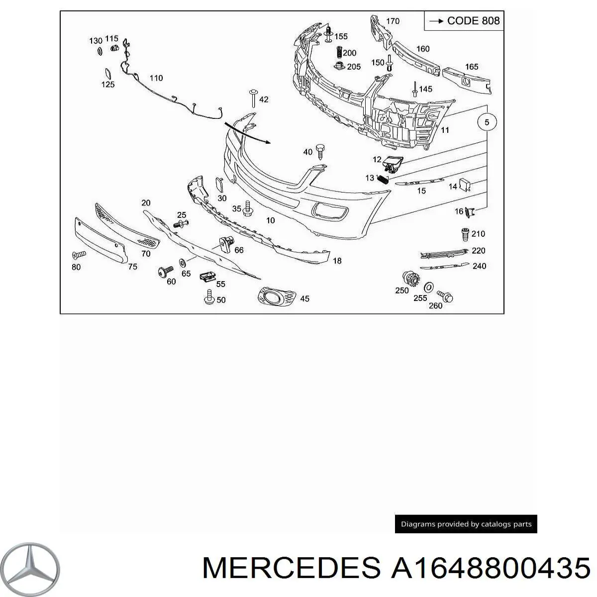 Купить 1648800435 Mercedes Абсорбер (наполнитель) бампера переднего