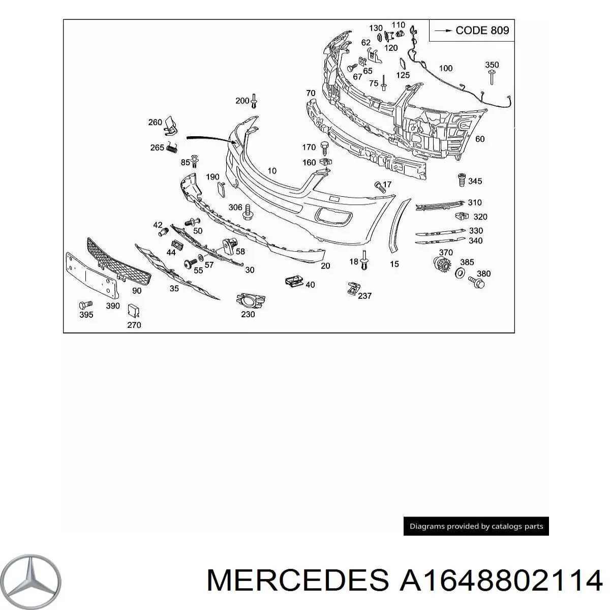 A16488021149999 Mercedes Левое крепление переднего бампера