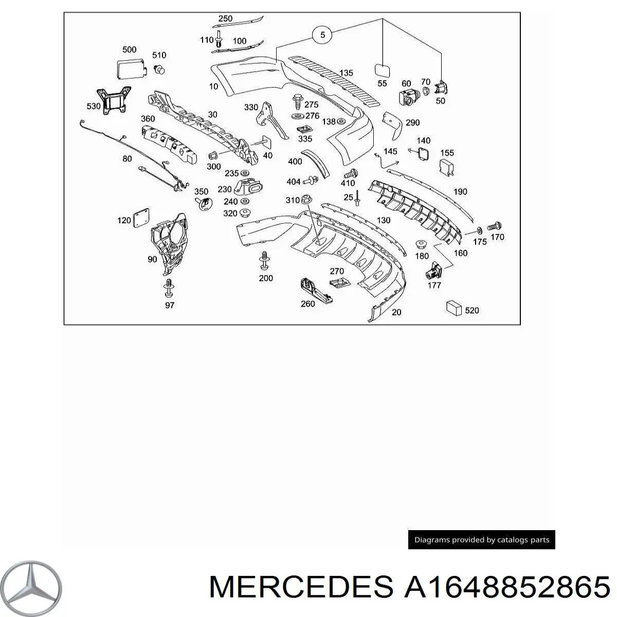 A1648852865 Mercedes consola direita do pára-choque traseiro
