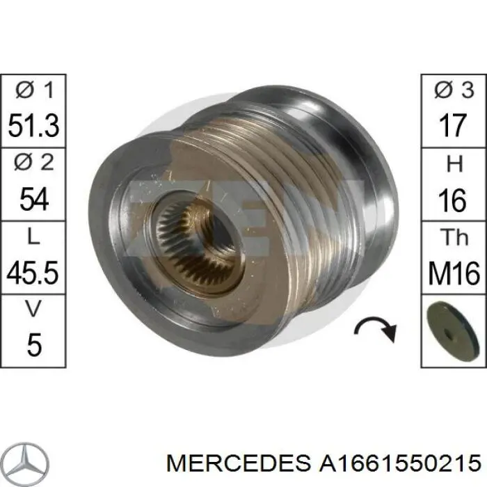 A1661550215 Mercedes шкив генератора