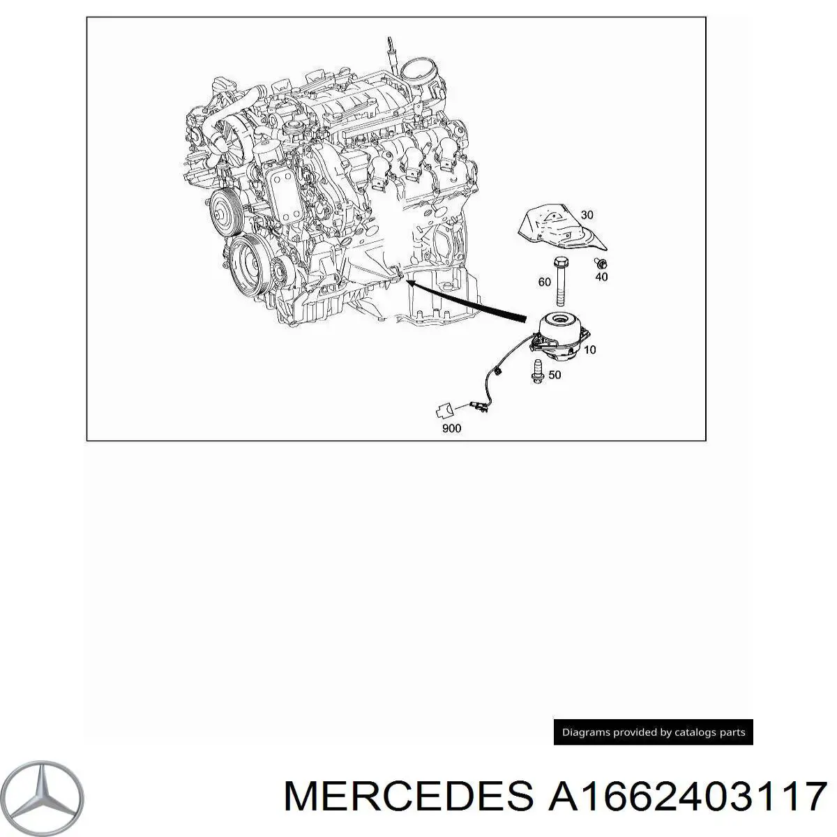A1662403117 Mercedes coxim (suporte direito de motor)