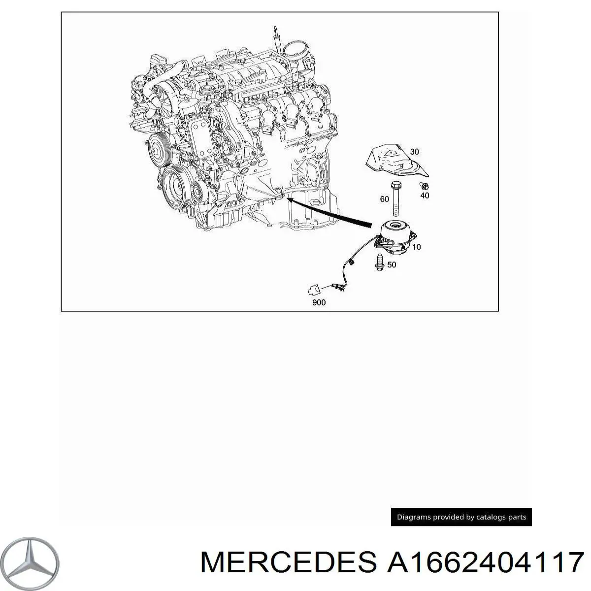 A1662404117 Mercedes подушка (опора двигателя правая)