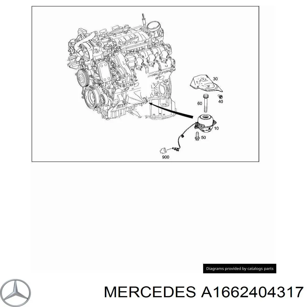 1662406317 Mercedes подушка (опора двигателя правая)