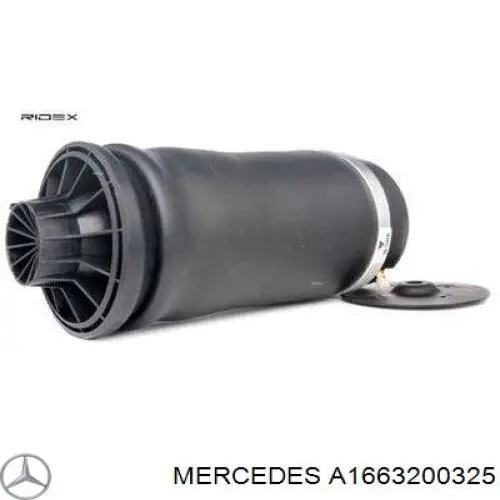 A1663200325 Mercedes coxim pneumático (suspensão de lâminas pneumática do eixo traseiro)