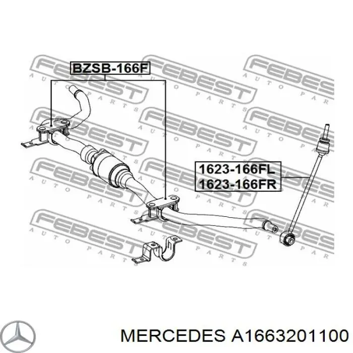 A1663201100 Mercedes стойка стабилизатора переднего левая