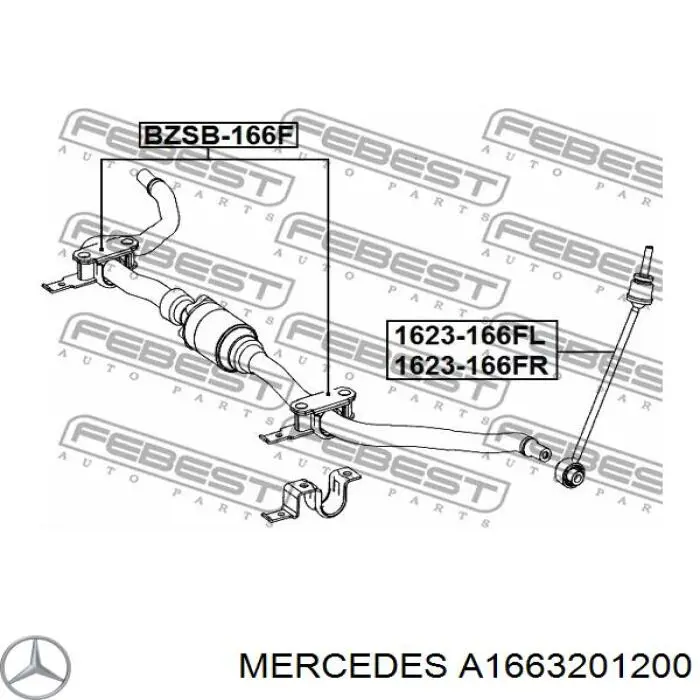 Стойка стабилизатора переднего правая Mercedes A1663201200