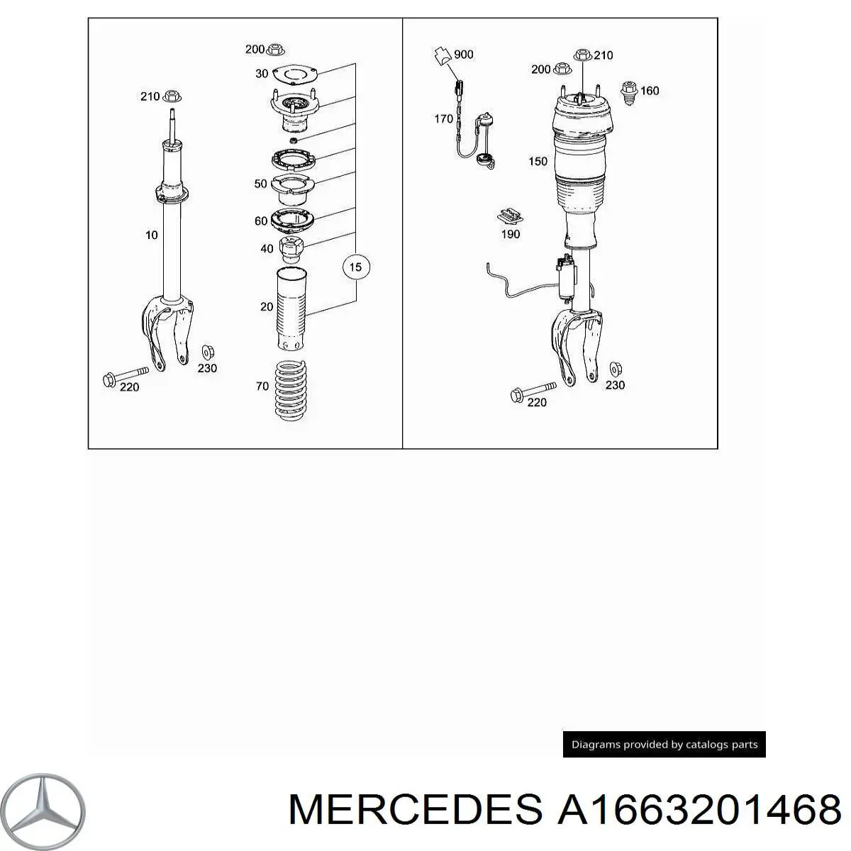 Амортизатор передний правый MERCEDES A1663201468