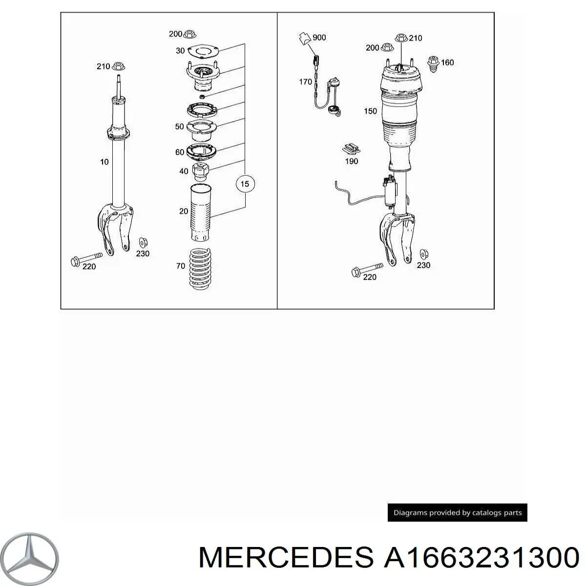 Амортизатор передний A1663231300 Mercedes