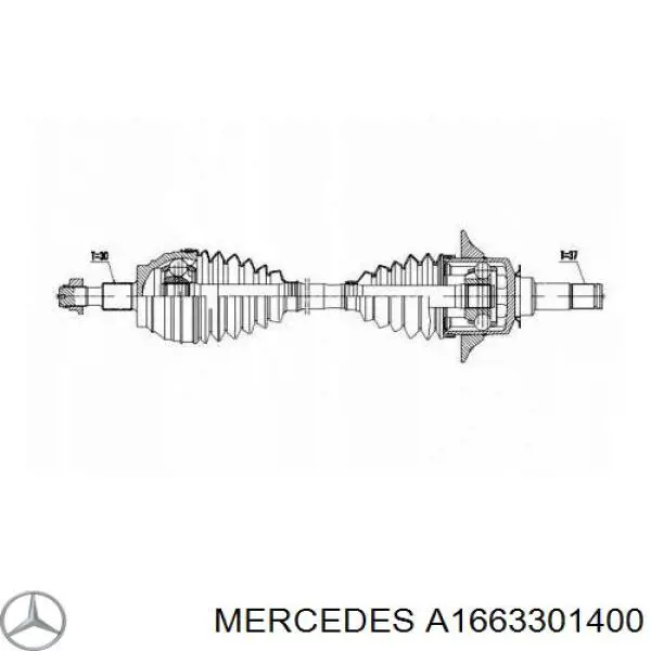 Полуось (привод) передняя левая A166330140080 Mercedes