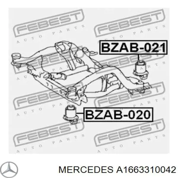 A1663310042 Mercedes сайлентблок (подушка передней балки (подрамника))