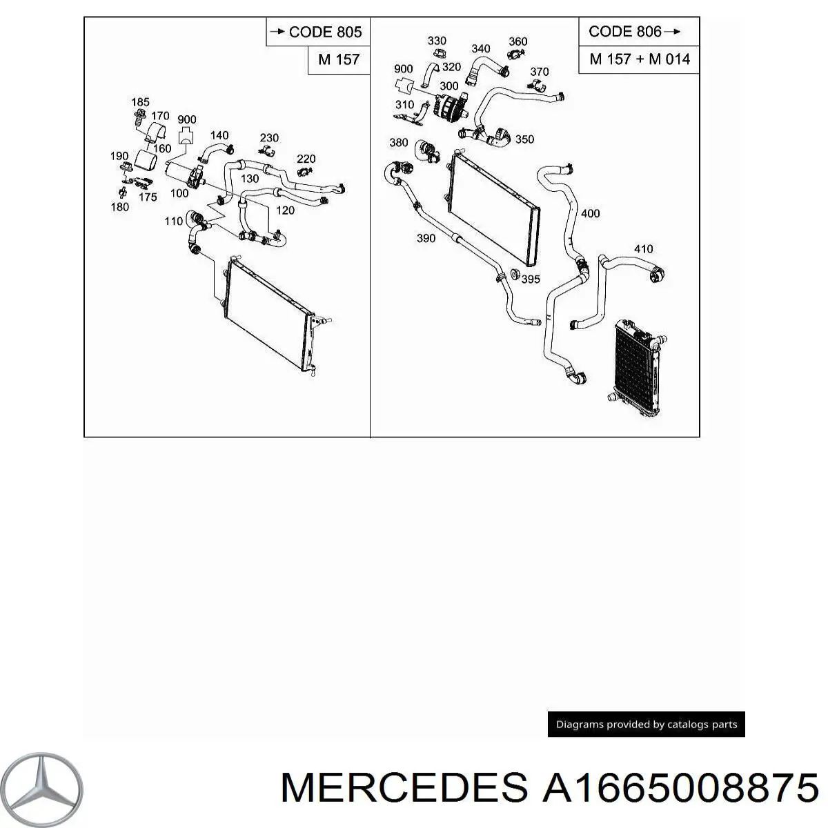 A1665008875 Mercedes mangueira (cano derivado do sistema de esfriamento)