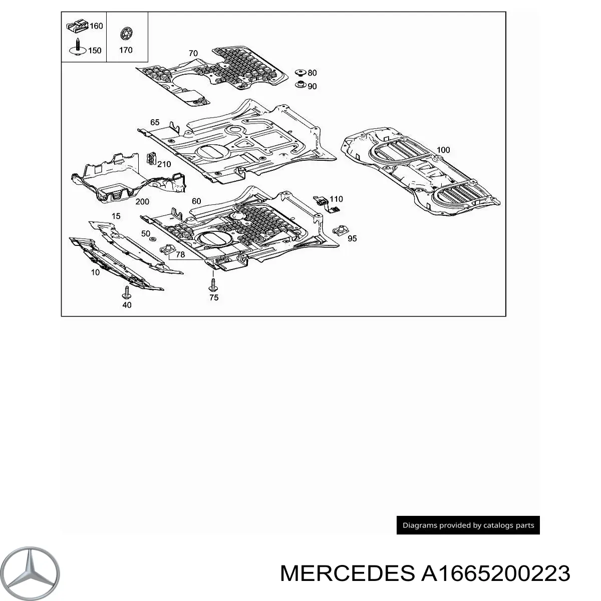 Купить A1665200223 Mercedes Защита днища задняя