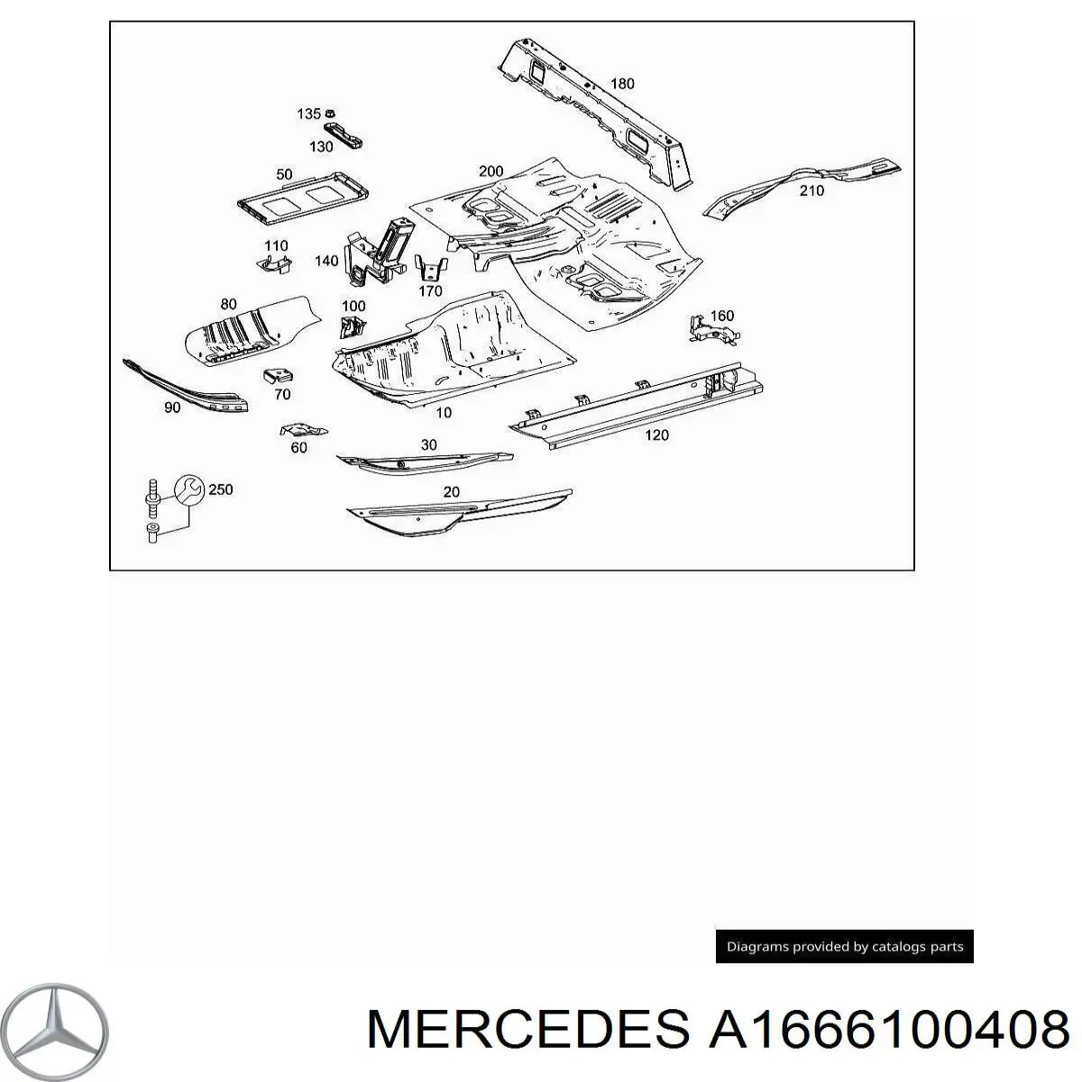 Купить A1666100408 Mercedes Защита днища левая