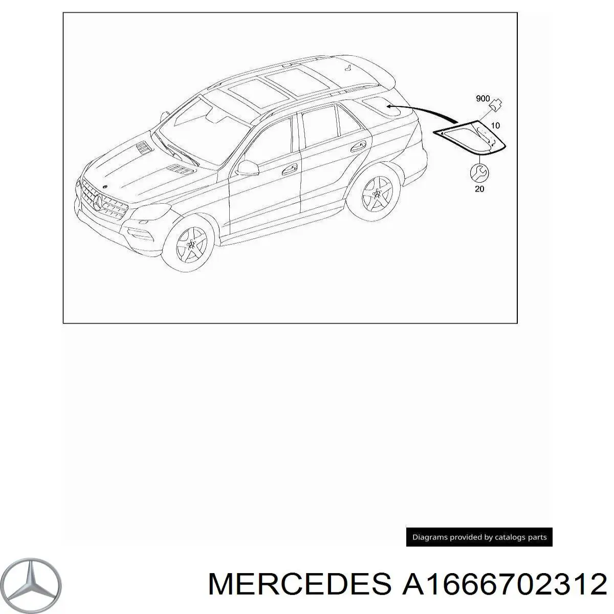 Vidro de carroçaria (da seção de bagagem) esquerdo para Mercedes ML/GLE (W166)