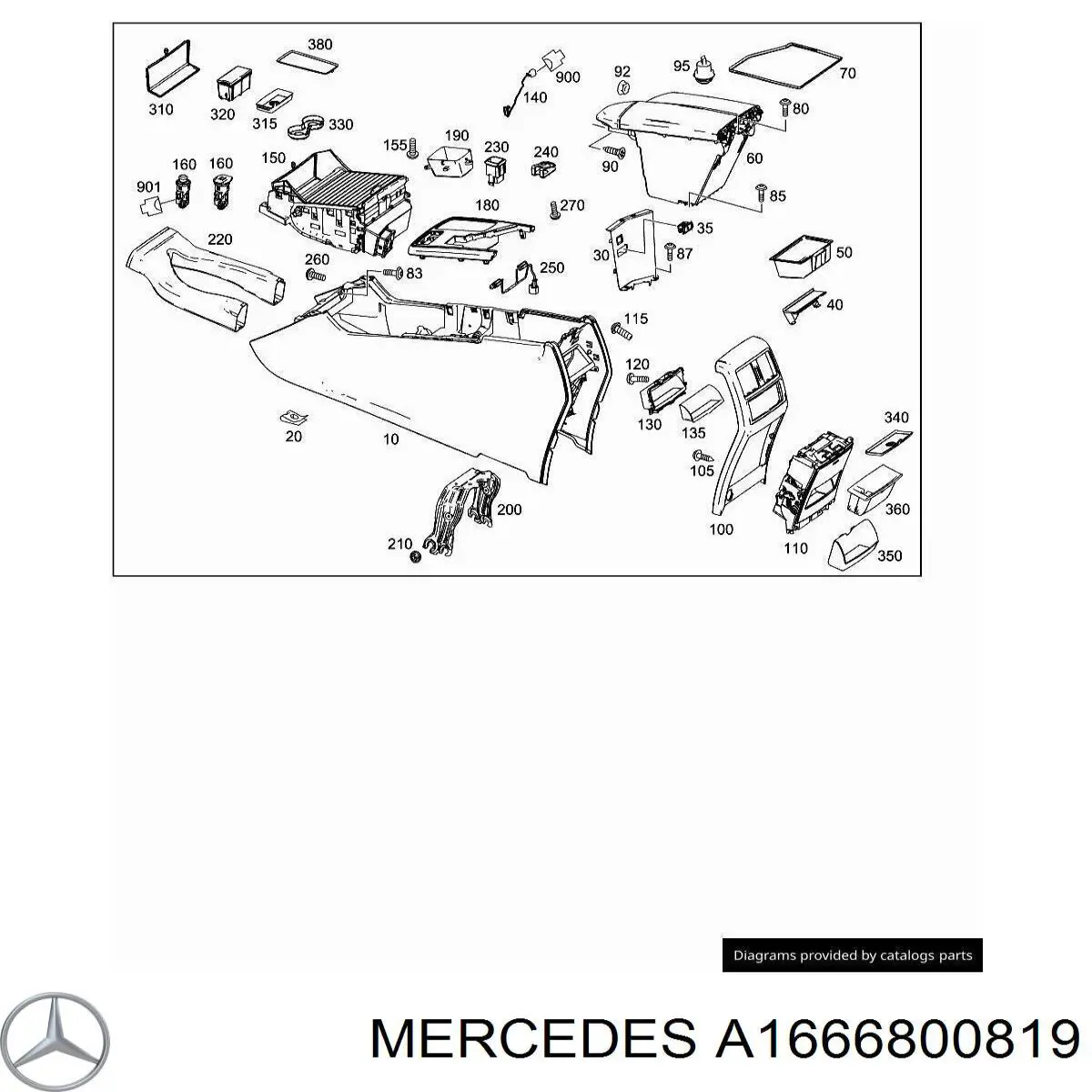A16668008199H15 Mercedes Крышка подлокотника