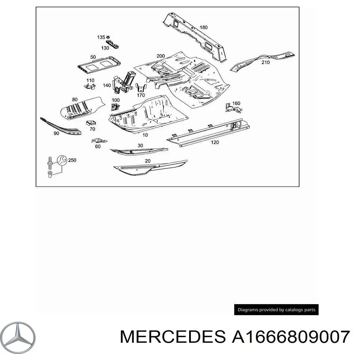 Купить A1666809007 Mercedes Защита днища левая