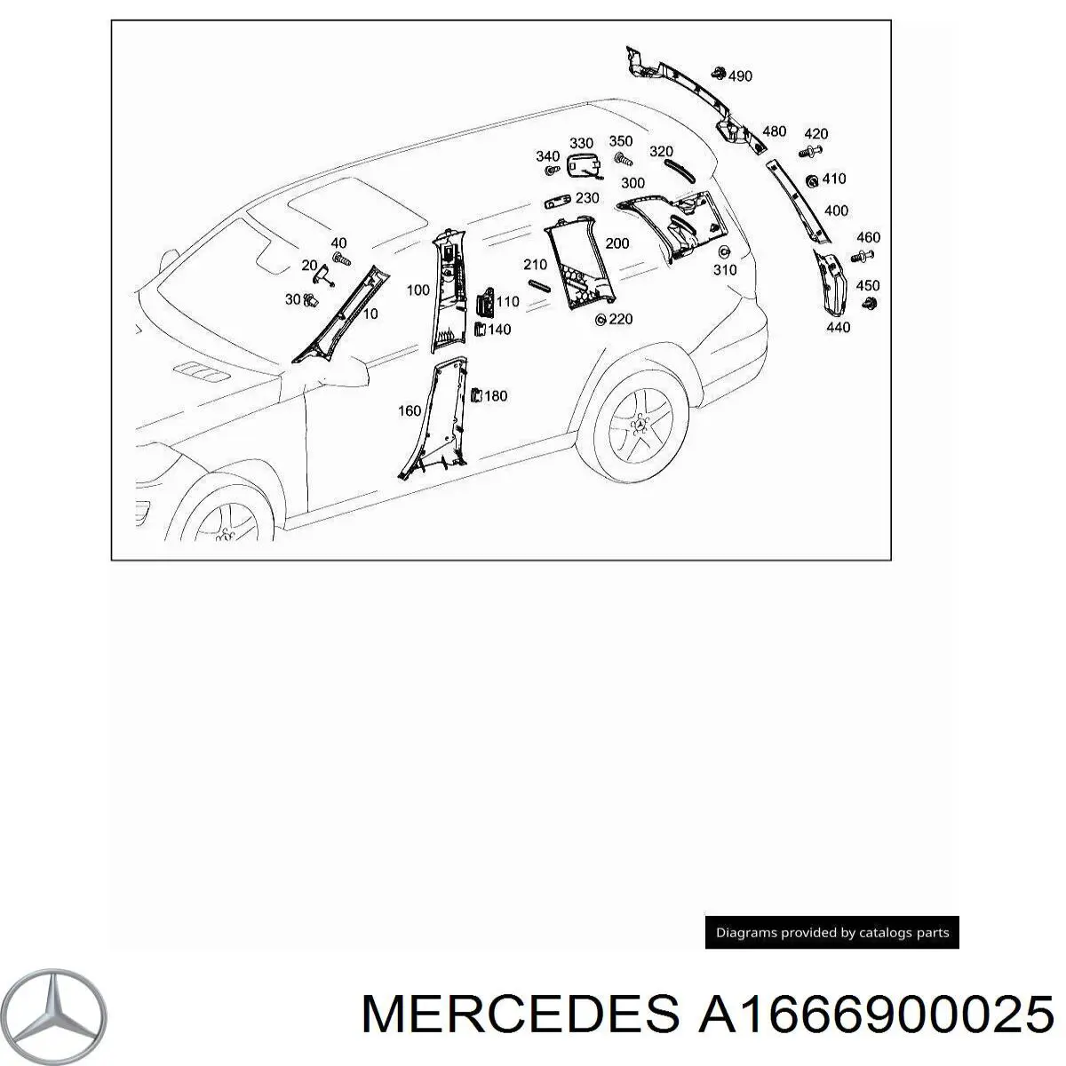 A1666900025 Mercedes Обшивка стойки кузова внутренняя средняя нижняя левая
