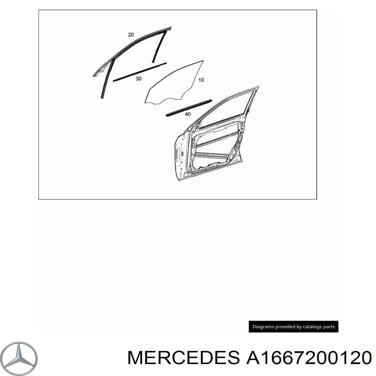 A1667200120 Mercedes vidro da porta dianteira direita