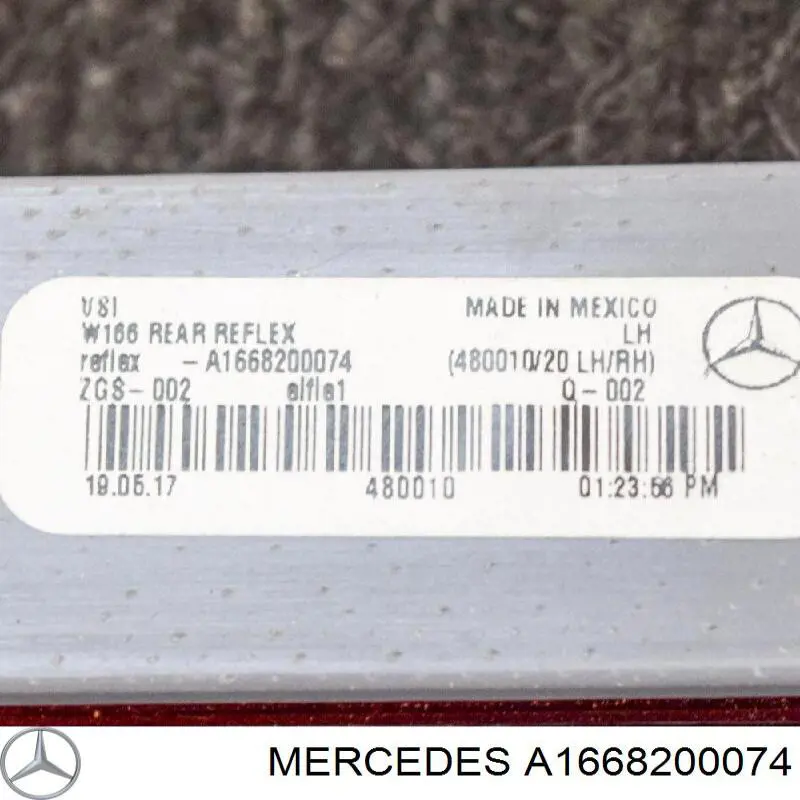 Левый отражатель бампера Mercedes A1668200074REF