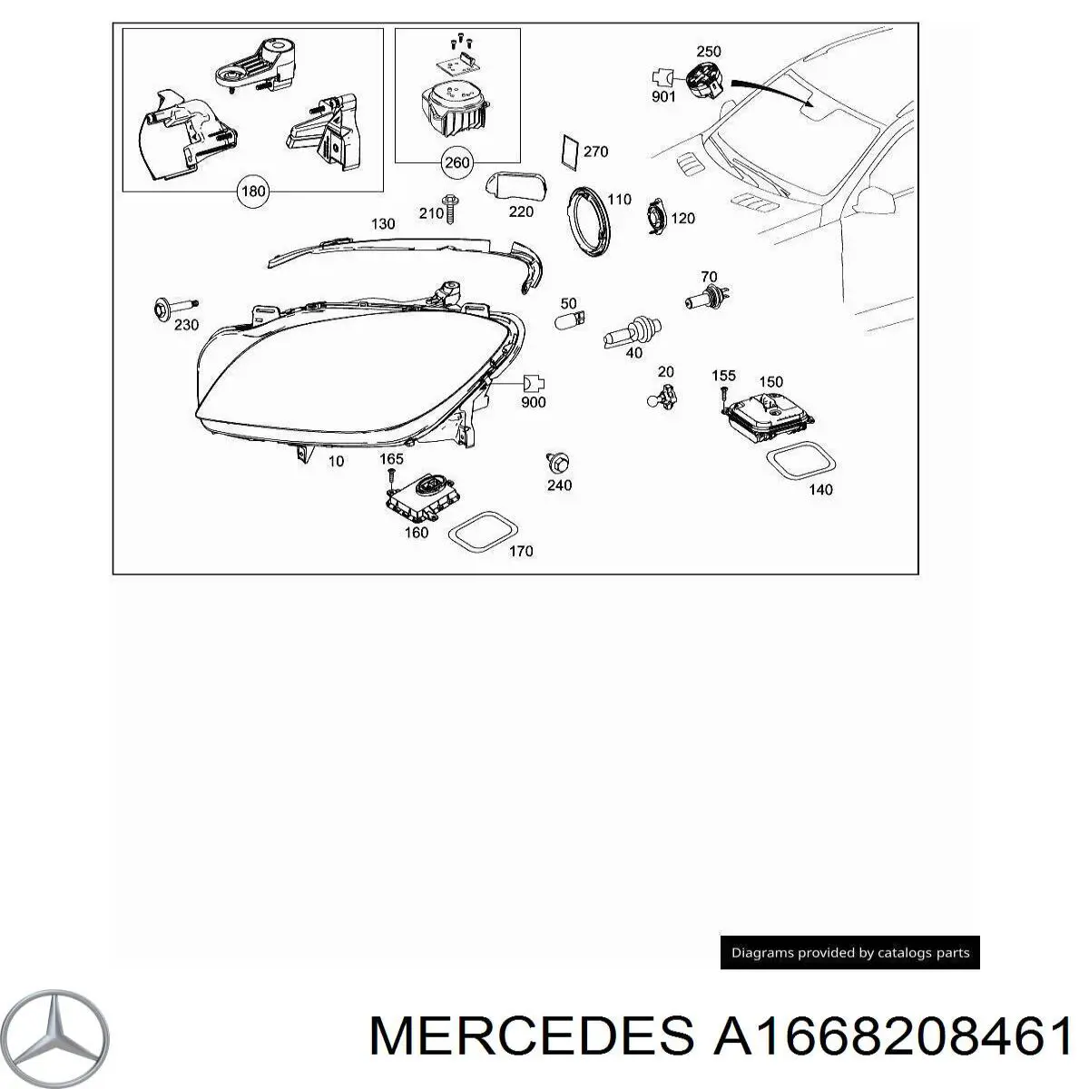 Фара передняя правая на Mercedes ML/GLE (W166)