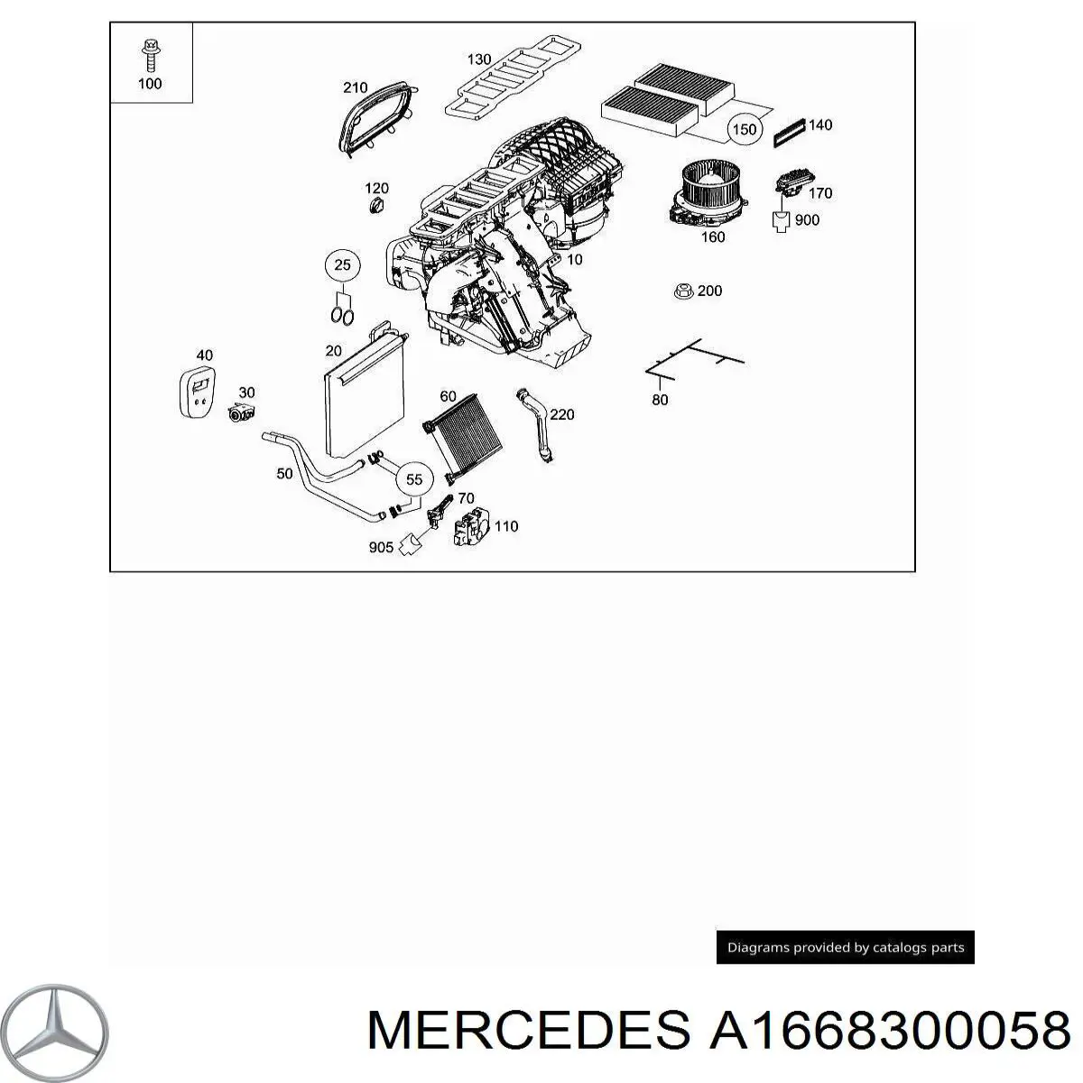 A1668300058 Mercedes vaporizador de aparelho de ar condicionado
