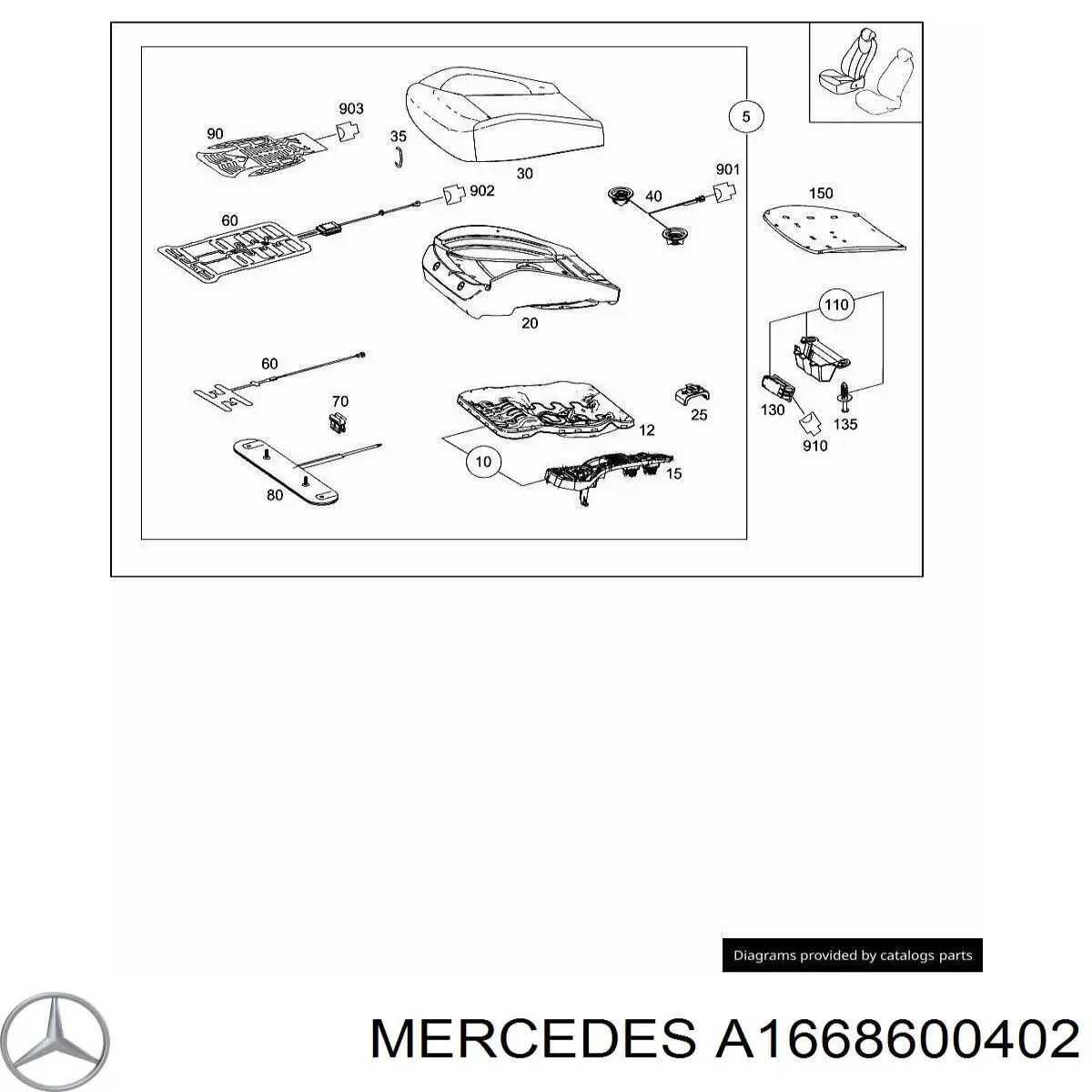 1668600402 Mercedes Подушка безопасности AIRBAG спинки сиденья, правого
