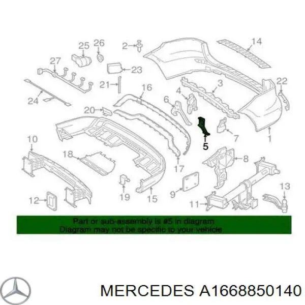 Крепление бамера правое Mercedes 1668850140 цена, от 25.33 USD