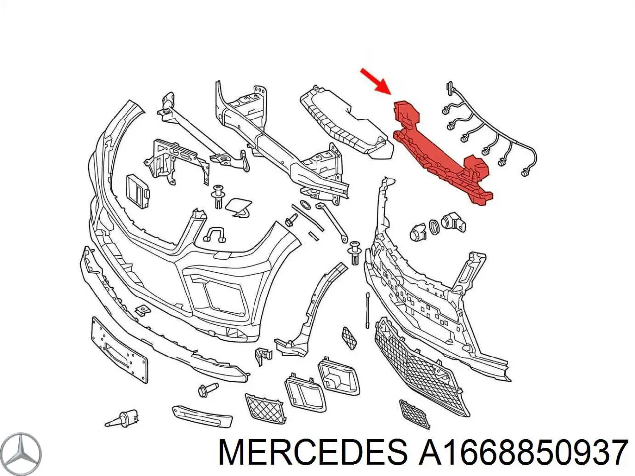 Энергопоглотитель переднего бампера Mercedes A1668850937 цена, от 41.28 USD