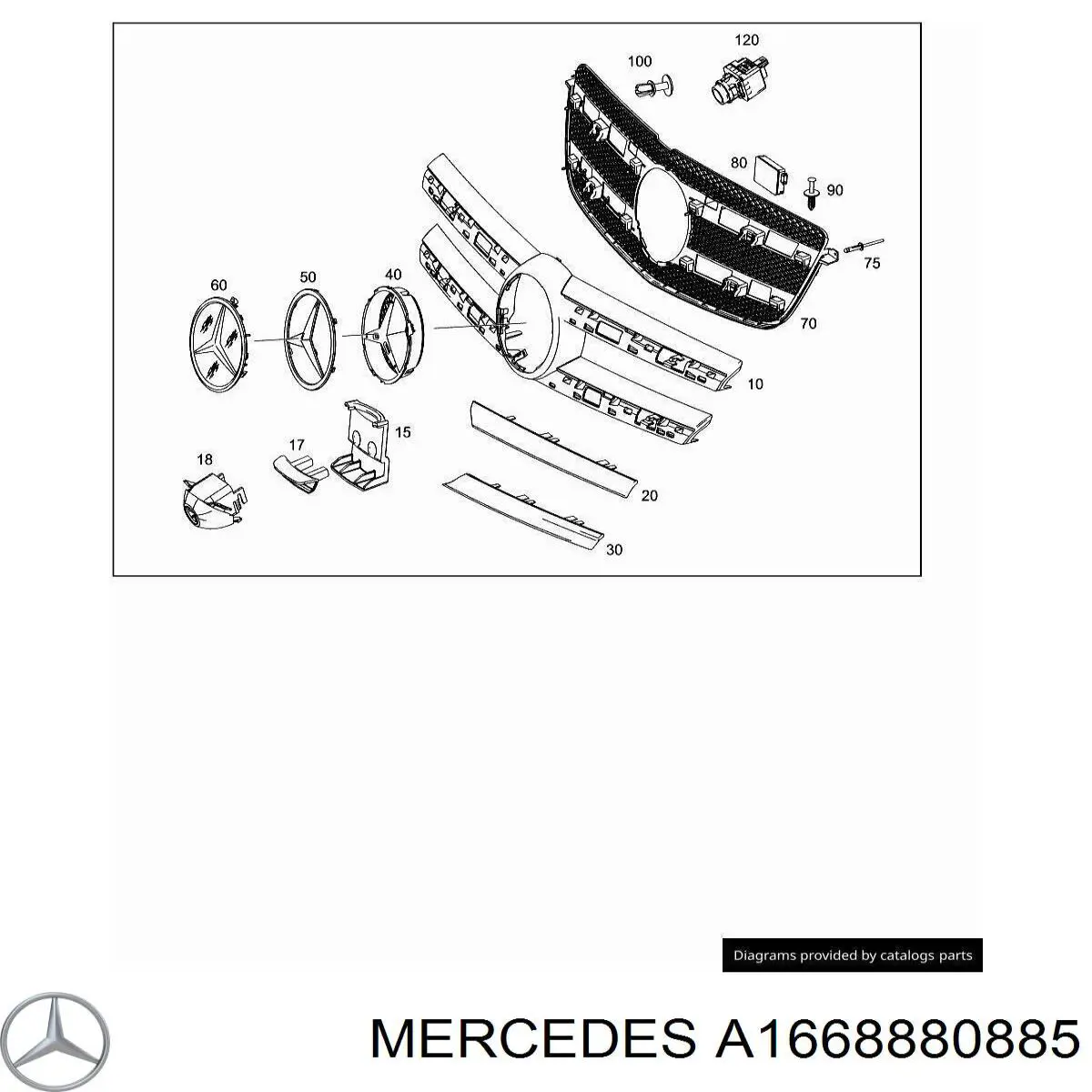 A1668880885 Mercedes grelha do radiador