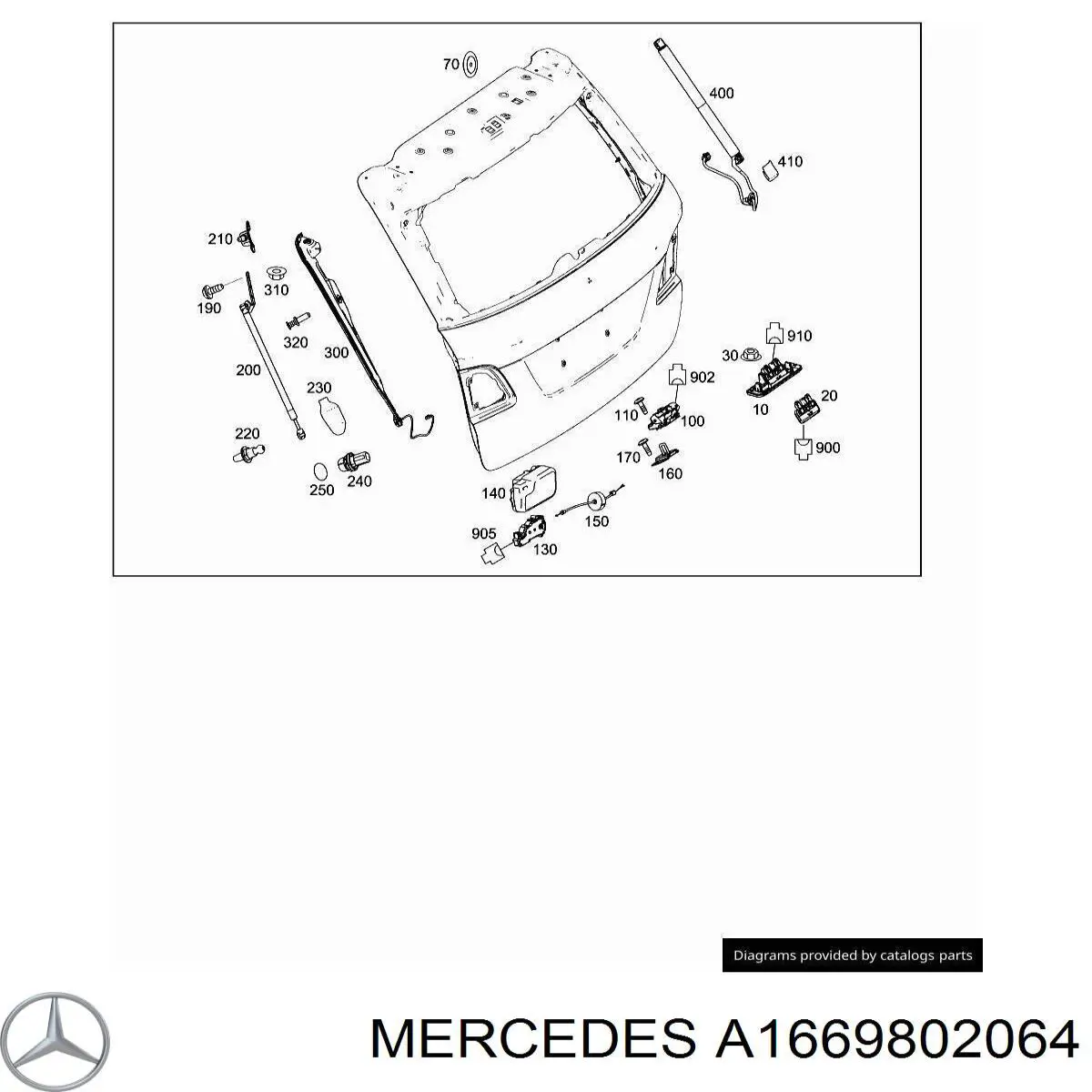 Амортизатор багажника A1669802064 Mercedes