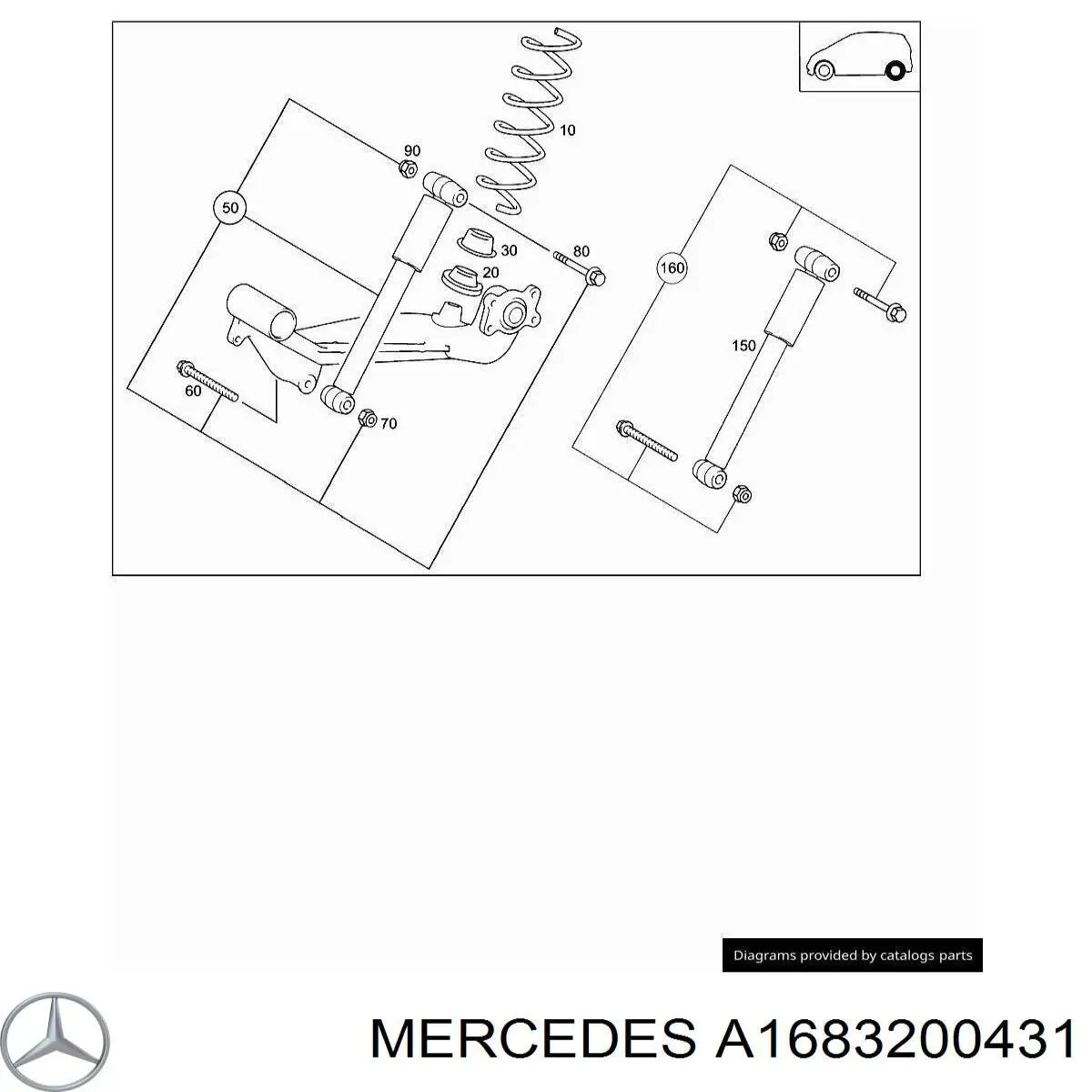 Амортизатор задний A1683200431 Mercedes