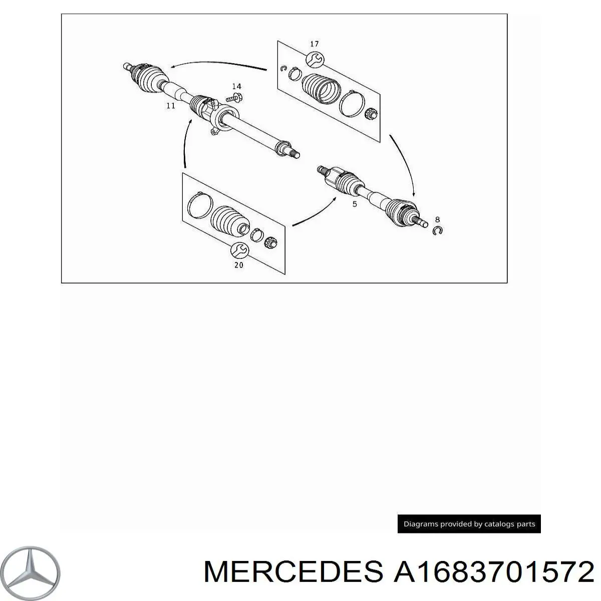 Купить 1683702172 Mercedes Привод в сборе левый