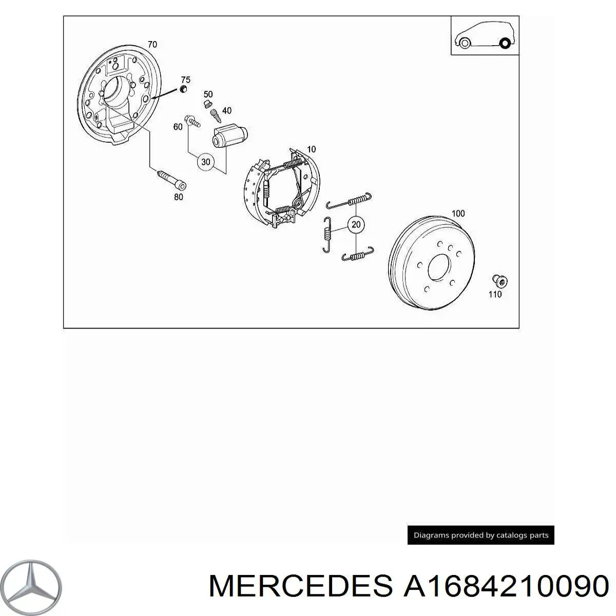 Купить A1684210090 Mercedes Ремкомплект тормозных колодок