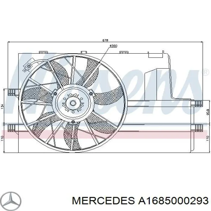 Диффузор вентилятора в сборе с мотором и крыльчаткой A1685000293 Mercedes