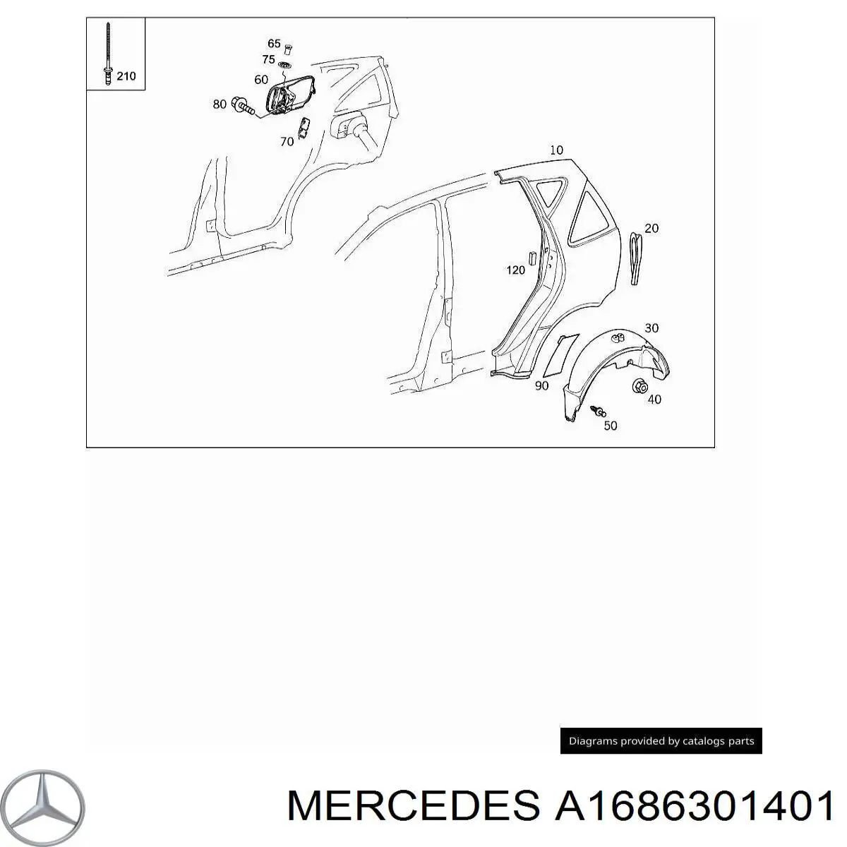 1686301401 Mercedes Крыло заднее