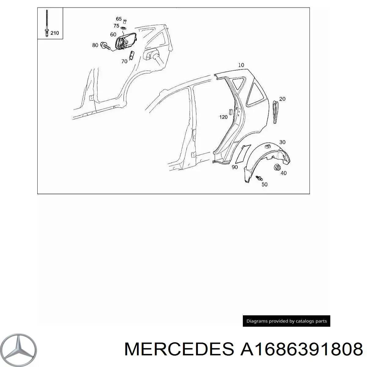  Накладка крыла заднего правого Mercedes A 