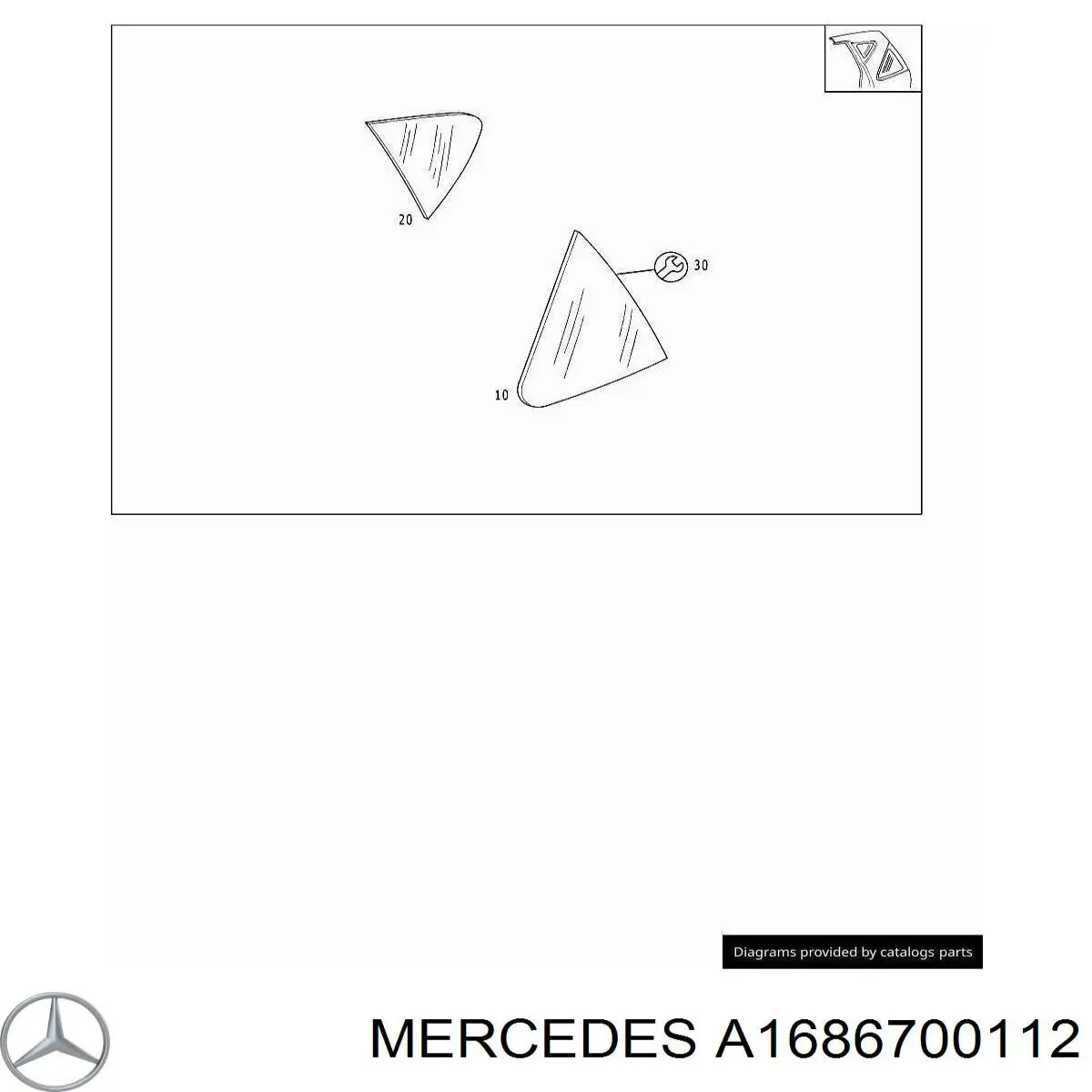 Стекло кузова (багажного отсека) левое 1686700100 Mercedes