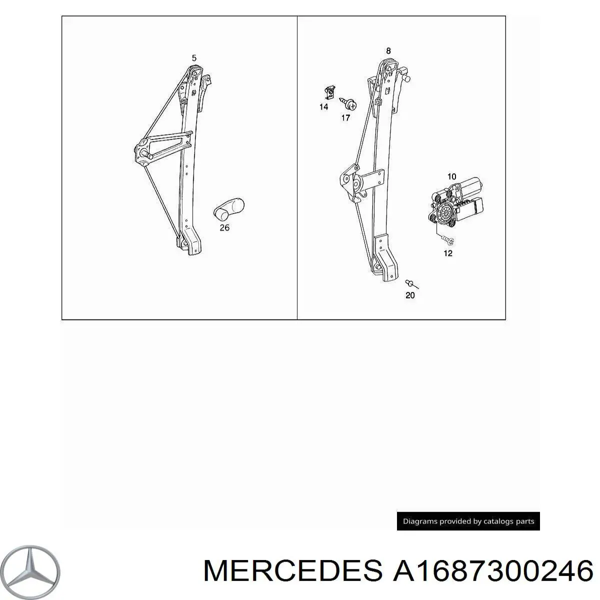 Механизм стеклоподъемника двери задней правой A1687300246 Mercedes