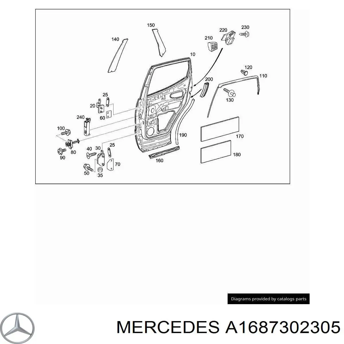 Задняя левая дверь Мерседес-бенц А W168 (Mercedes A)