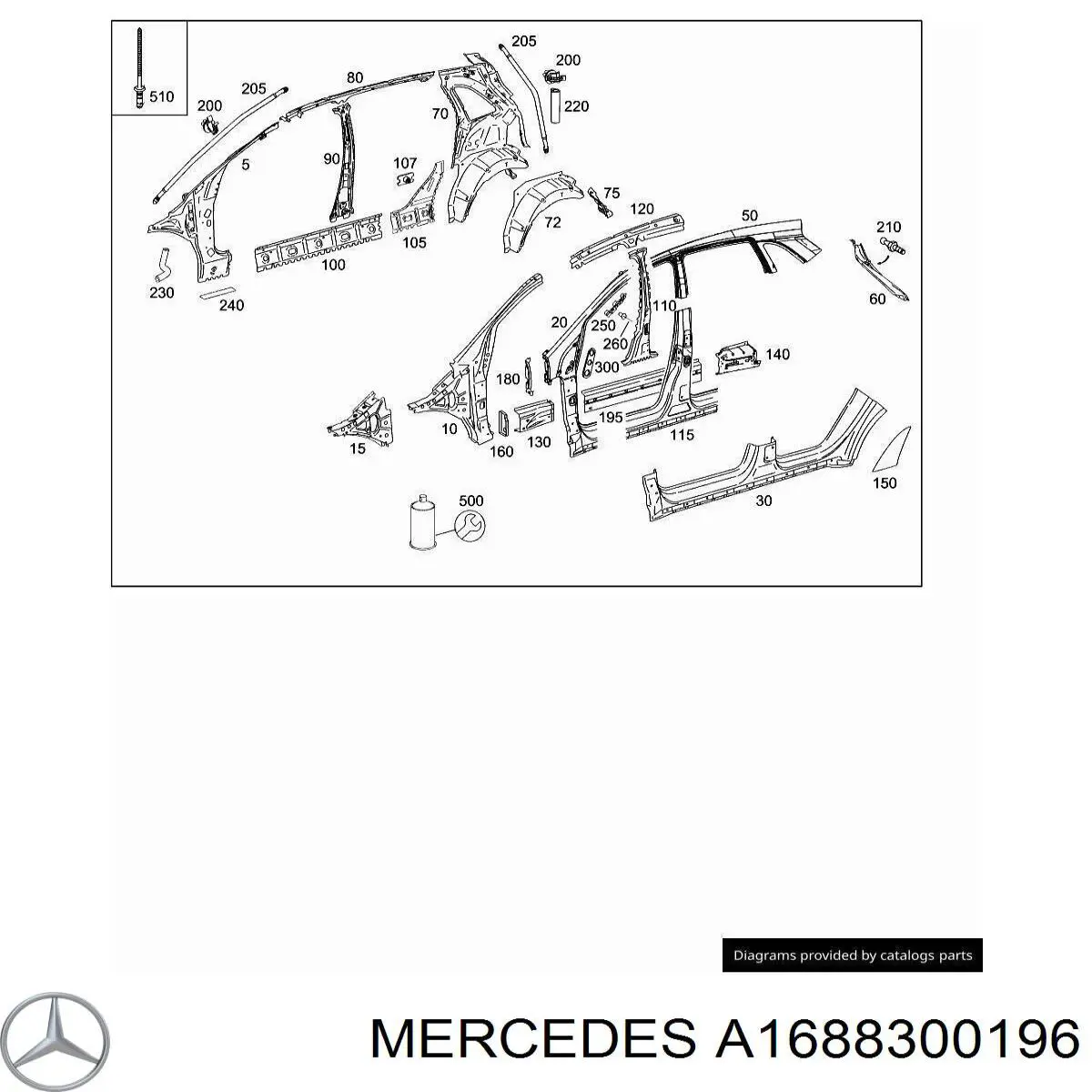 Mercedes A1688300196 цена, от 14.60 USD