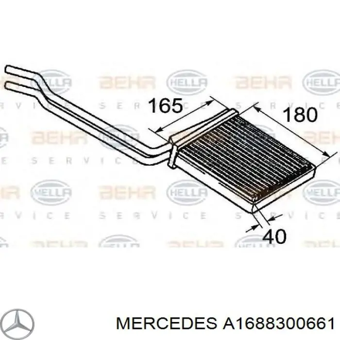 Radiador de forno (de aquecedor) para Mercedes A (W168)
