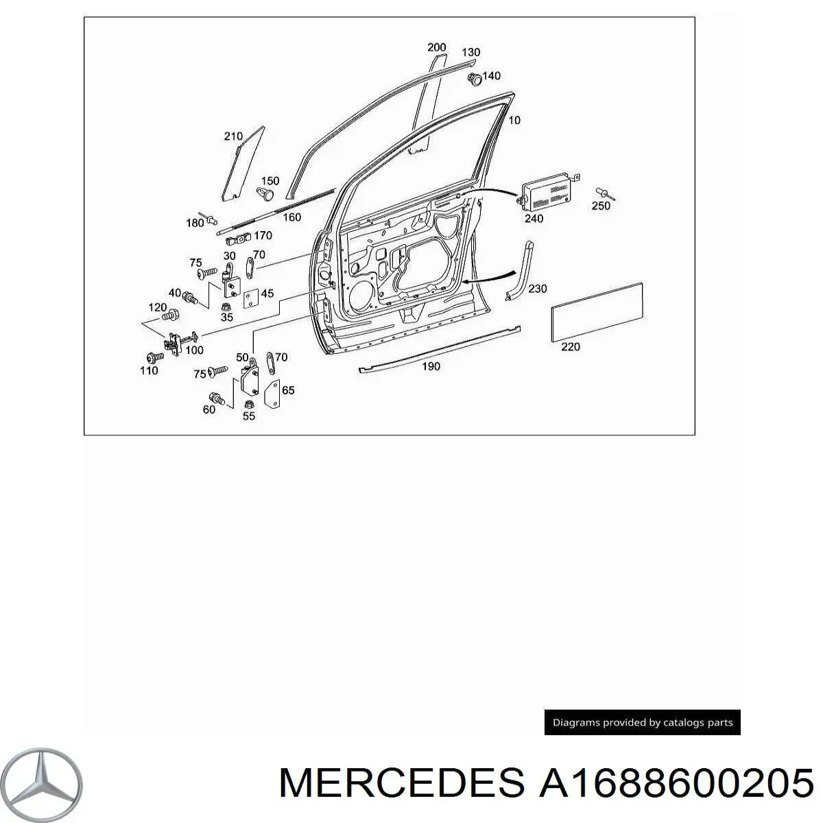 A1688600205 Mercedes cinto de segurança (airbag da porta dianteira direita)