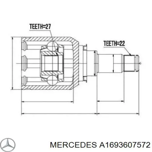1693607372 Mercedes Полуось передняя левая