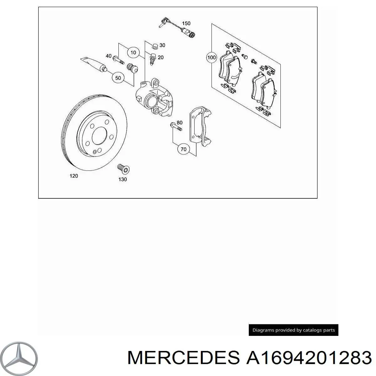 Суппорт тормозной передний правый A1694201283 Mercedes