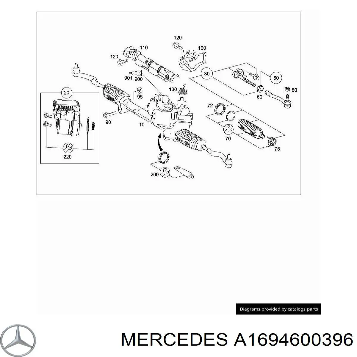 Пыльник рулевого механизма (рейки) правый MERCEDES A1694600396