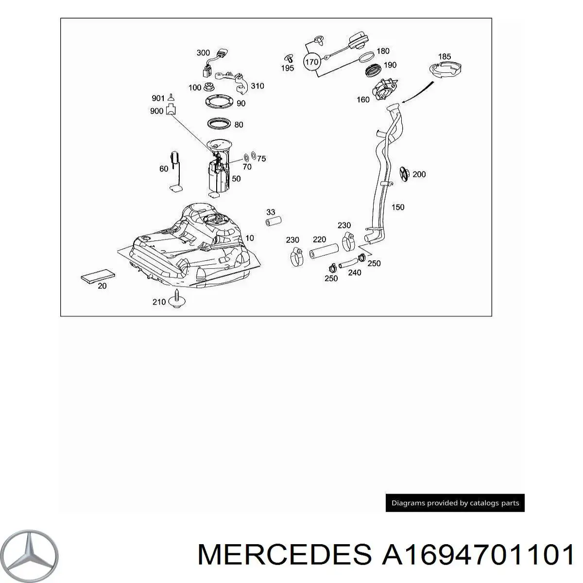 Топливный бак A1694701101 Mercedes