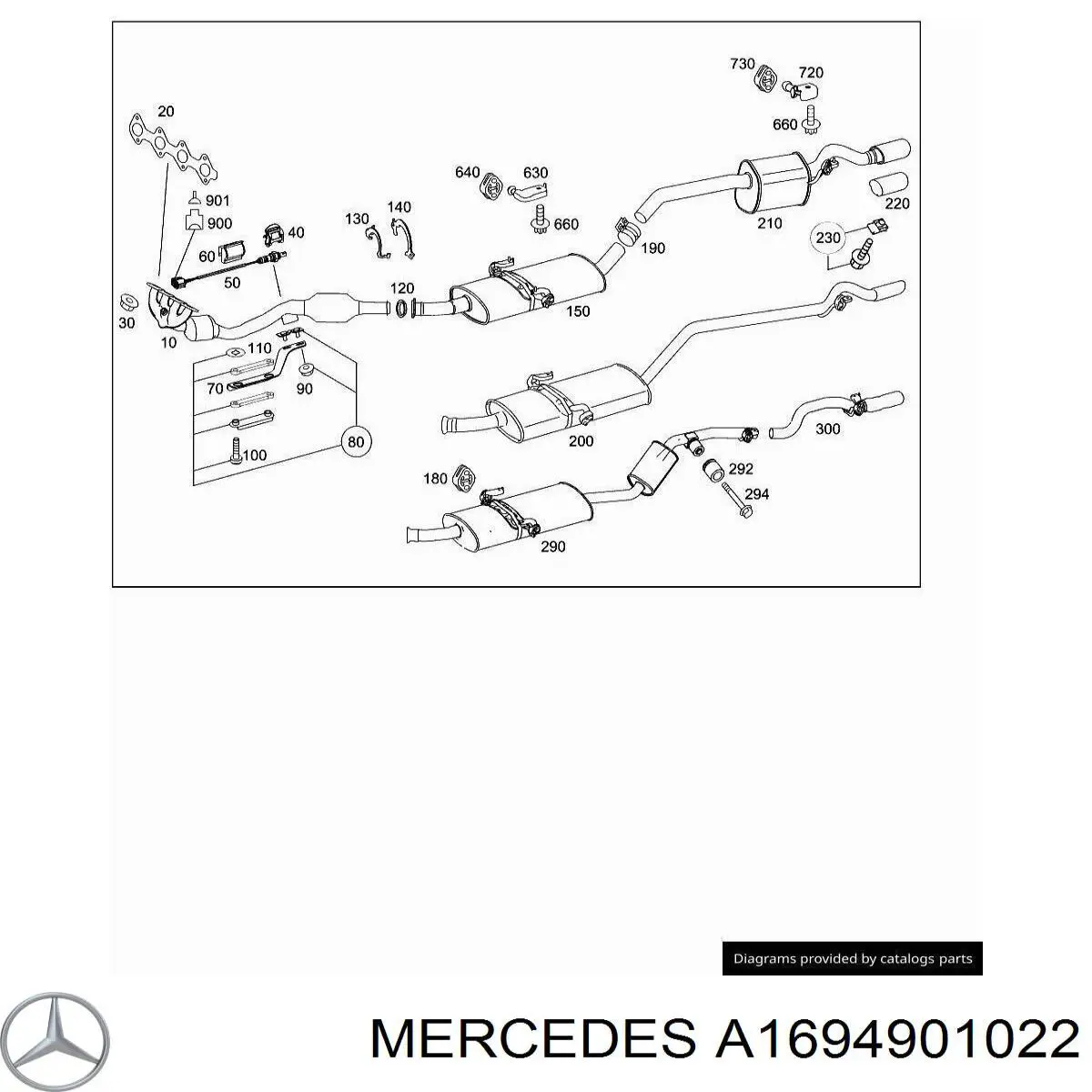 Центральная часть глушителя A1694901022 Mercedes